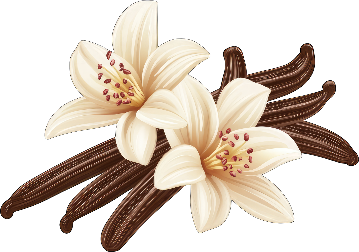 Fleur et gousses de vanille de Madagascar